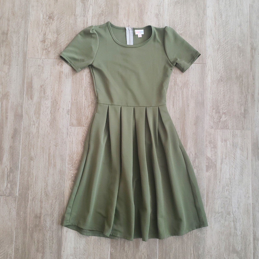 Lularoe Solid Olive Amelia Dress
